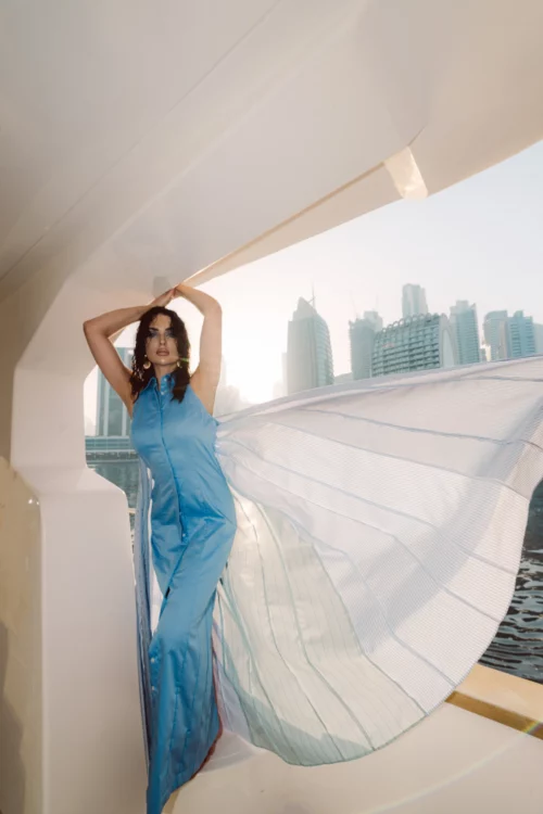 Fitted and Pleated Dress - Image 2